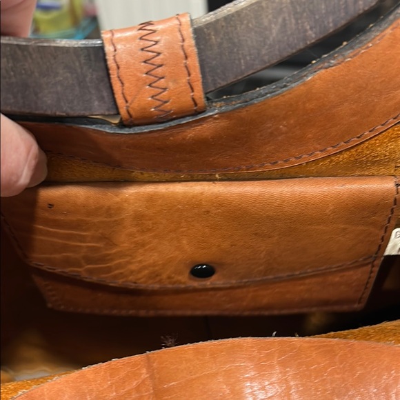 Vintage 60s Brown Suede Wooden Handle Handbag Made in Brazil - Picture 5 of 13